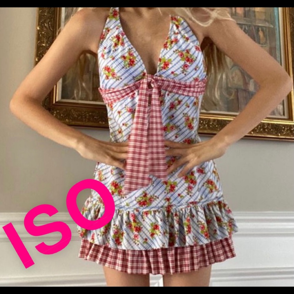 Betsey Johnson Floral Gingham dress (ISO)